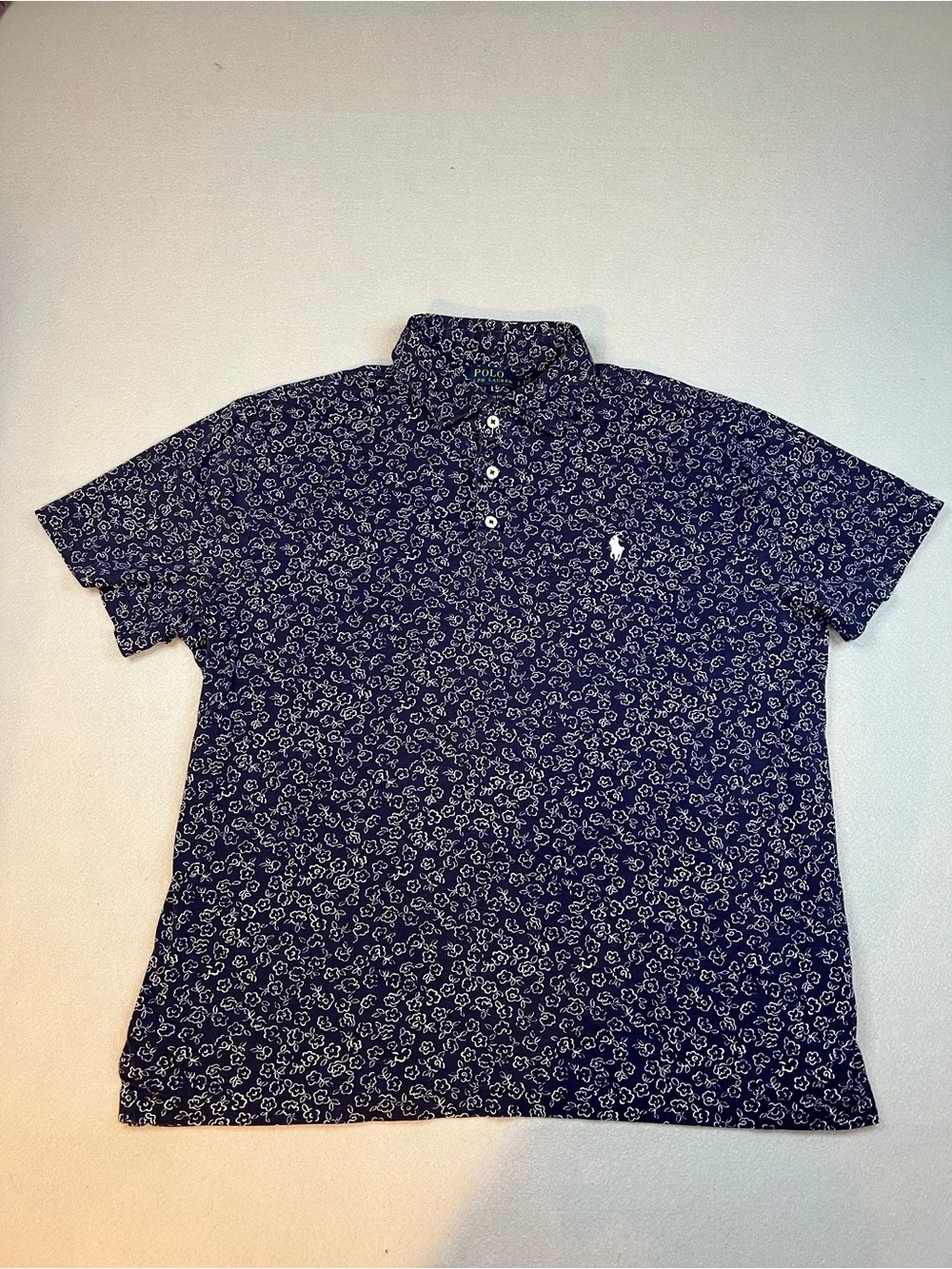 Polo Ralph Lauren Blue Floral Polo Shirt - Large L
